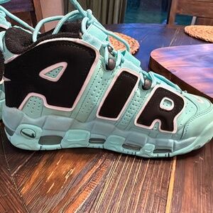 Nike Air More Uptempo '96 QS in the "Light Aqua/Black-White" colorway